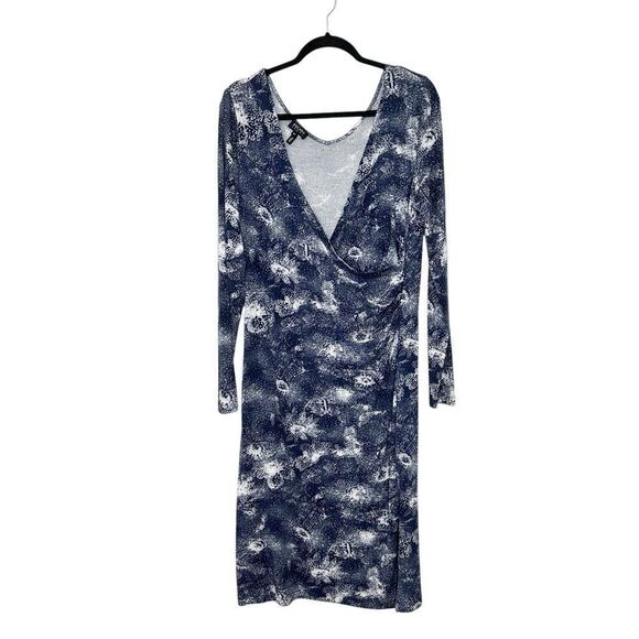 Escada Sport Blue Faux Wrap Midi Dress Blue Print Size 42 - Picture 2 of 11